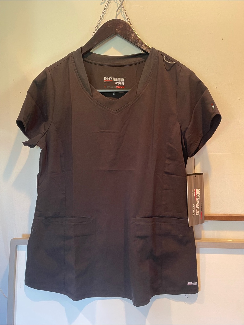 Barco Uniforms Grey's Anatomy Black V-Neck Short Sleeve Scrub Top